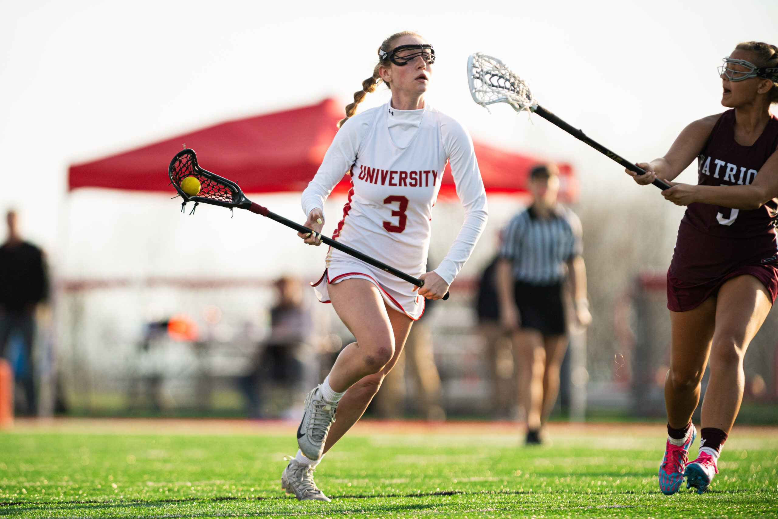 University wins battle of girls lacrosse unbeatens, downs George Washington 19-8